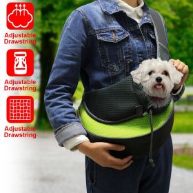 Pet Carrier for Dogs Cats Hand Free Sling Adjustable Padded Strap Tote Bag Breathable Shoulder Bag Carrying Small Dog Cat (Color: Green)